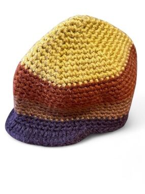 Handmade Kids Crocheted Beanie Cap in Yellow, Brown Orange